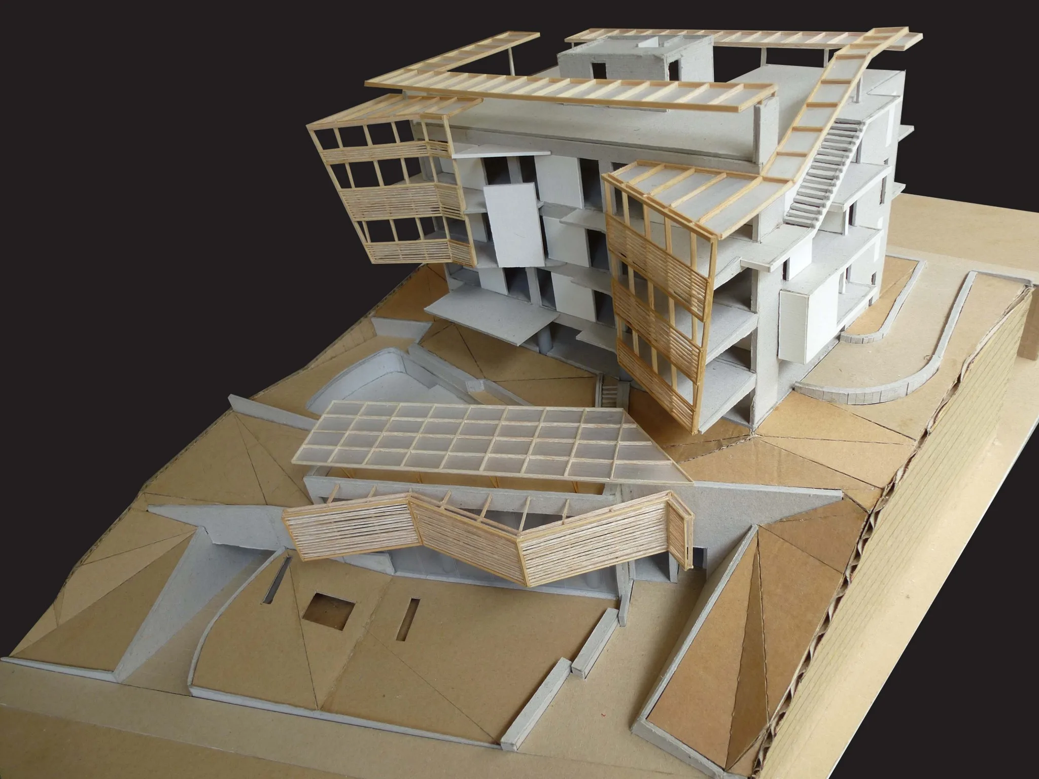 Residential & retail multiplex with a pool